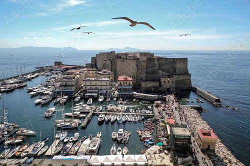 Castello dell'ovo Napoli con gabbiani photo