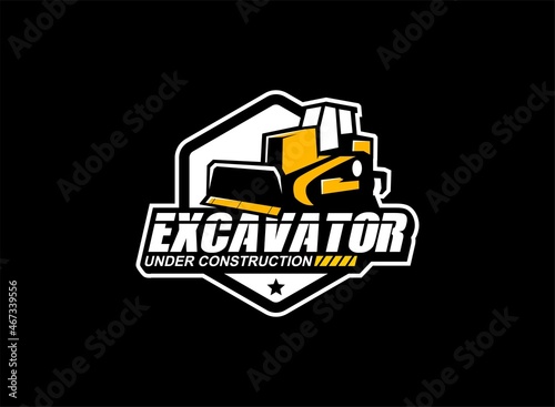 bulldozer logo vector for construction company. Vehicle equipment template vector illustration for your brand.