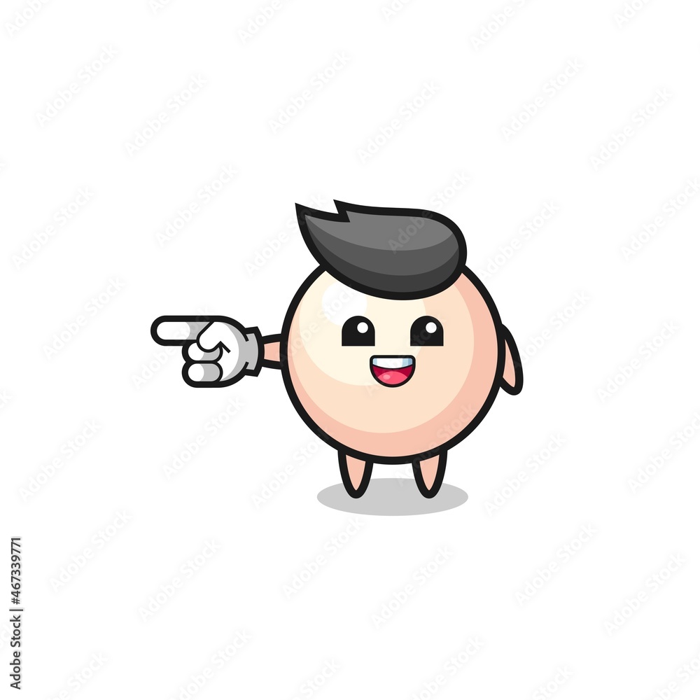 pearl cartoon with pointing left gesture pearl cartoon with pointing left gesture