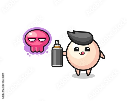 pearl cartoon make a graffiti with a spray paint