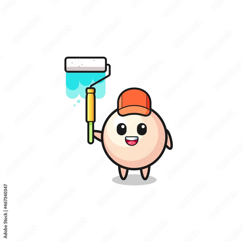 the pearl painter mascot with a paint roller