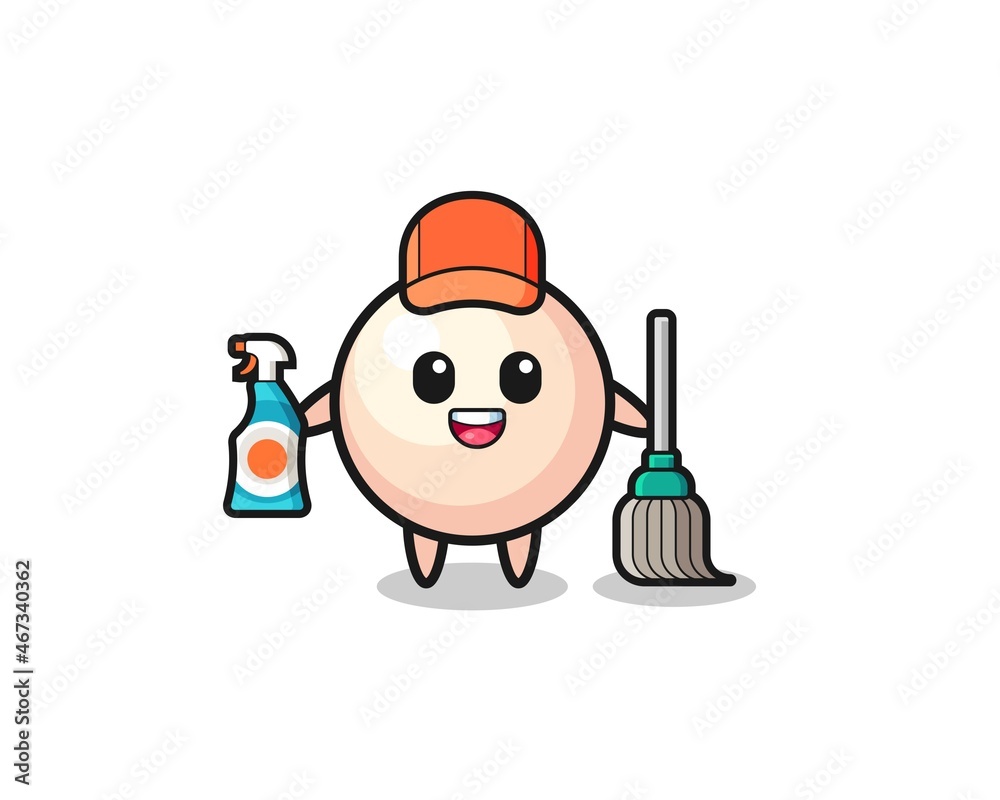 cute pearl character as cleaning services mascot