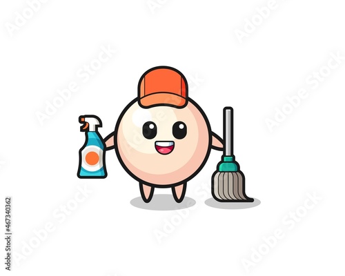 cute pearl character as cleaning services mascot