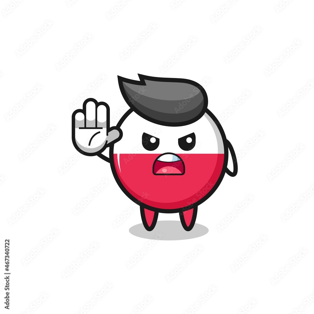poland flag character doing stop gesture