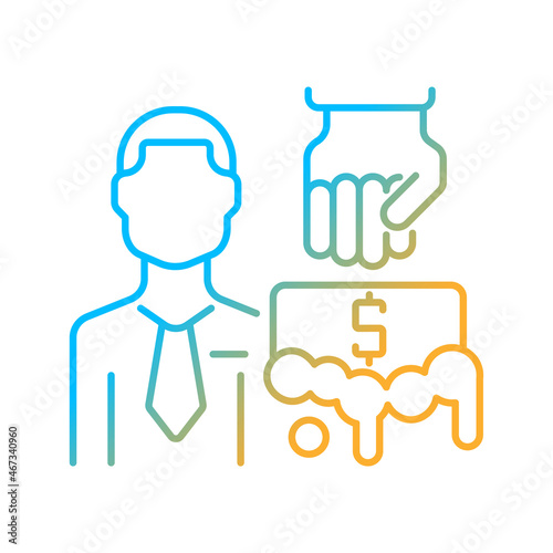 Anti-money laundering auditor gradient linear vector icon. Independent examiner.Tracking cash specialist. Thin line color symbol. Modern style pictogram. Vector isolated outline drawing