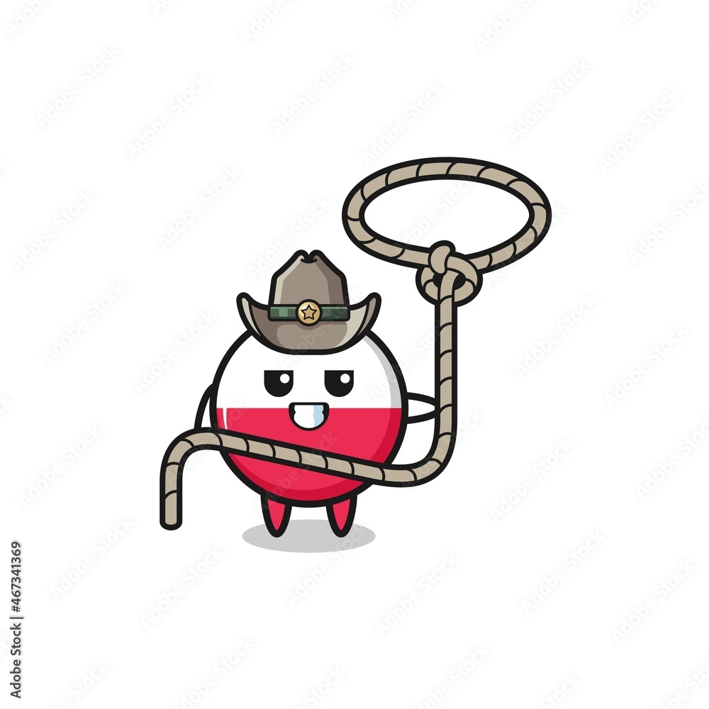 the poland flag cowboy with lasso rope