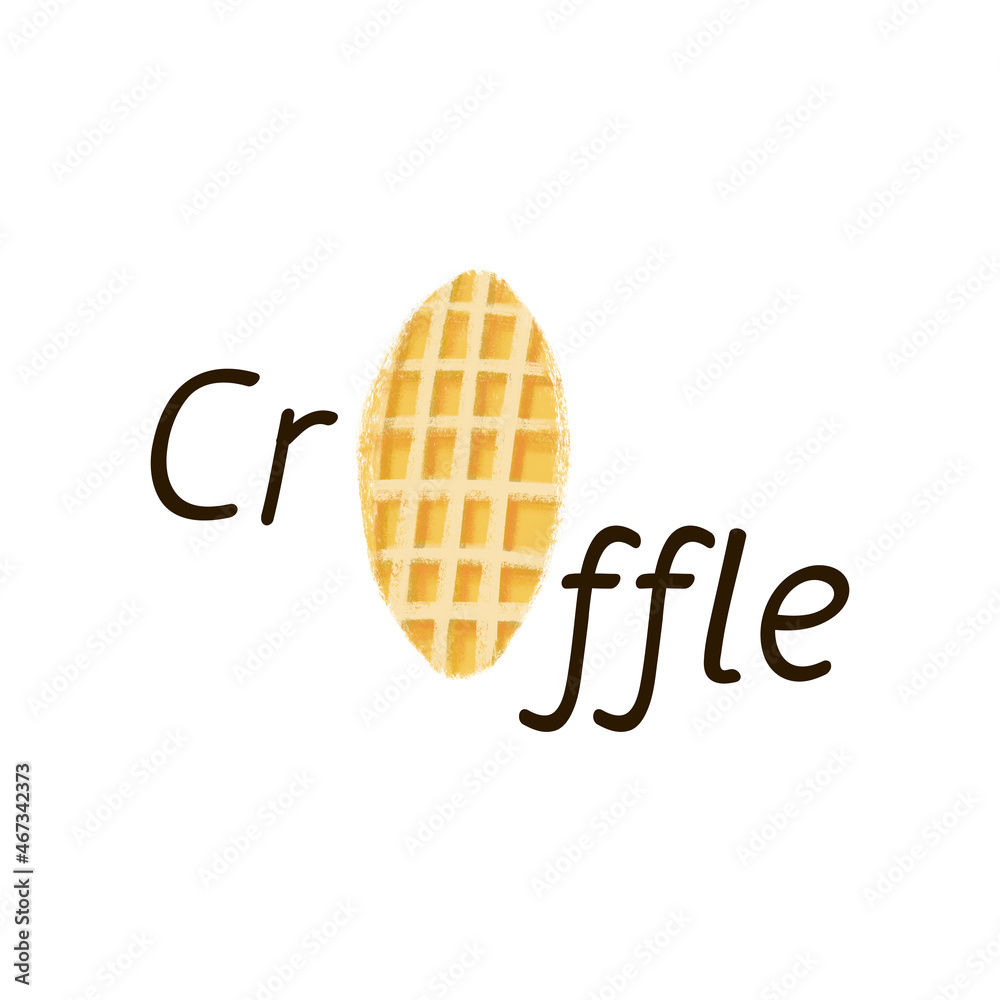 Croffle waffle illustration isolated on white background