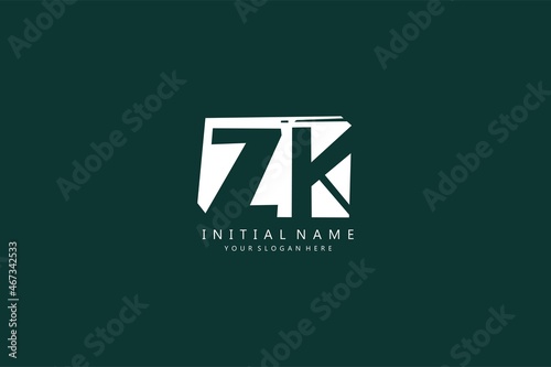 Z K ZK logo, Initial lettering handwriting or handwritten for identity. Logo with signature and hand drawn style.