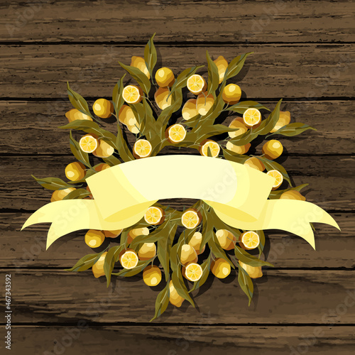 Round wreath of lemon branches.
