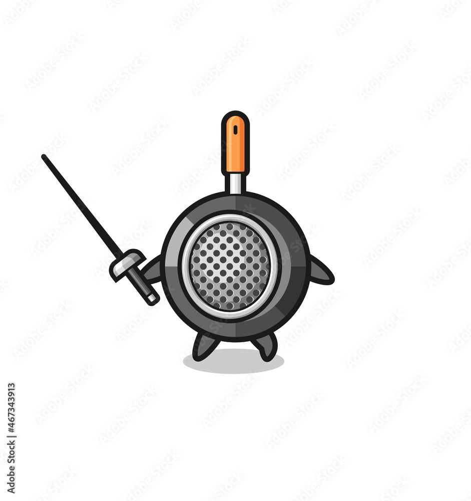 frying pan earth cartoon as fencer mascot frying pan earth cartoon as fencer mascot