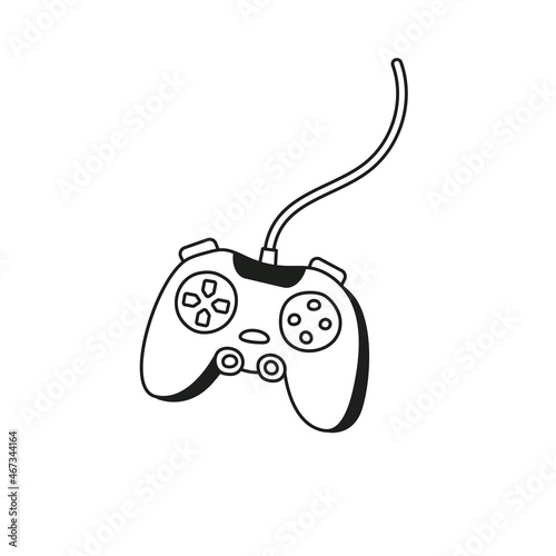A game joystick, drawn in a doodle style. Vector graphics.
