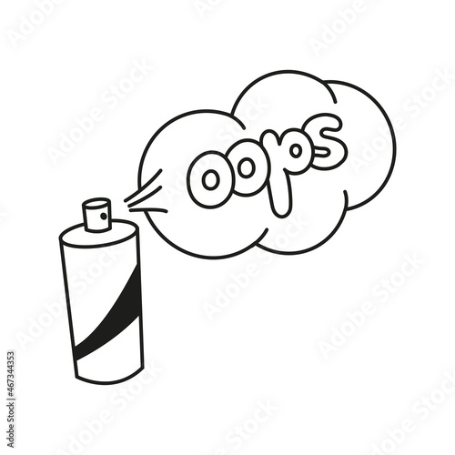 Spray paint for graffiti in a spray can, with the inscription - Oops. Doodle style. Vector graphics.