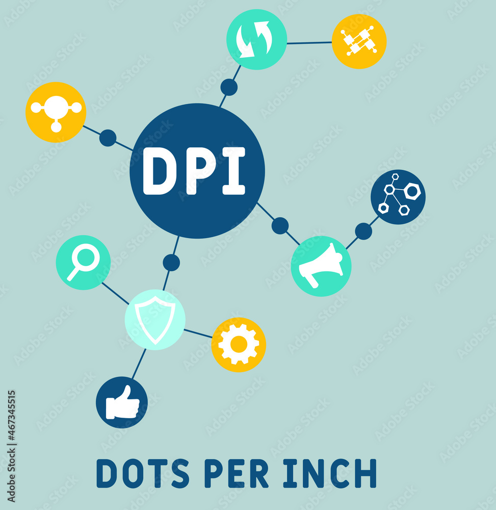 DPI - Dots Per Inch acronym. business concept background. vector illustration concept with keywords and icons. lettering illustration with icons for web banner, flyer DPI - Dots Per Inch acronym. business concept background. vector illustration concept with keywords and icons. lettering illustration with icons for web banner, flyer
