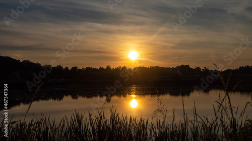 sunset over lake, Goldbergsee Coburg