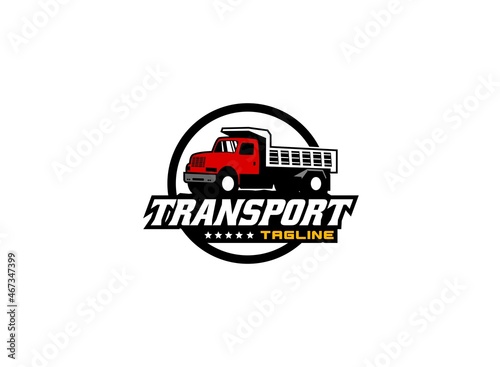 Truck logo vector for transportation company. Vehicle equipment template vector illustration for your brand.