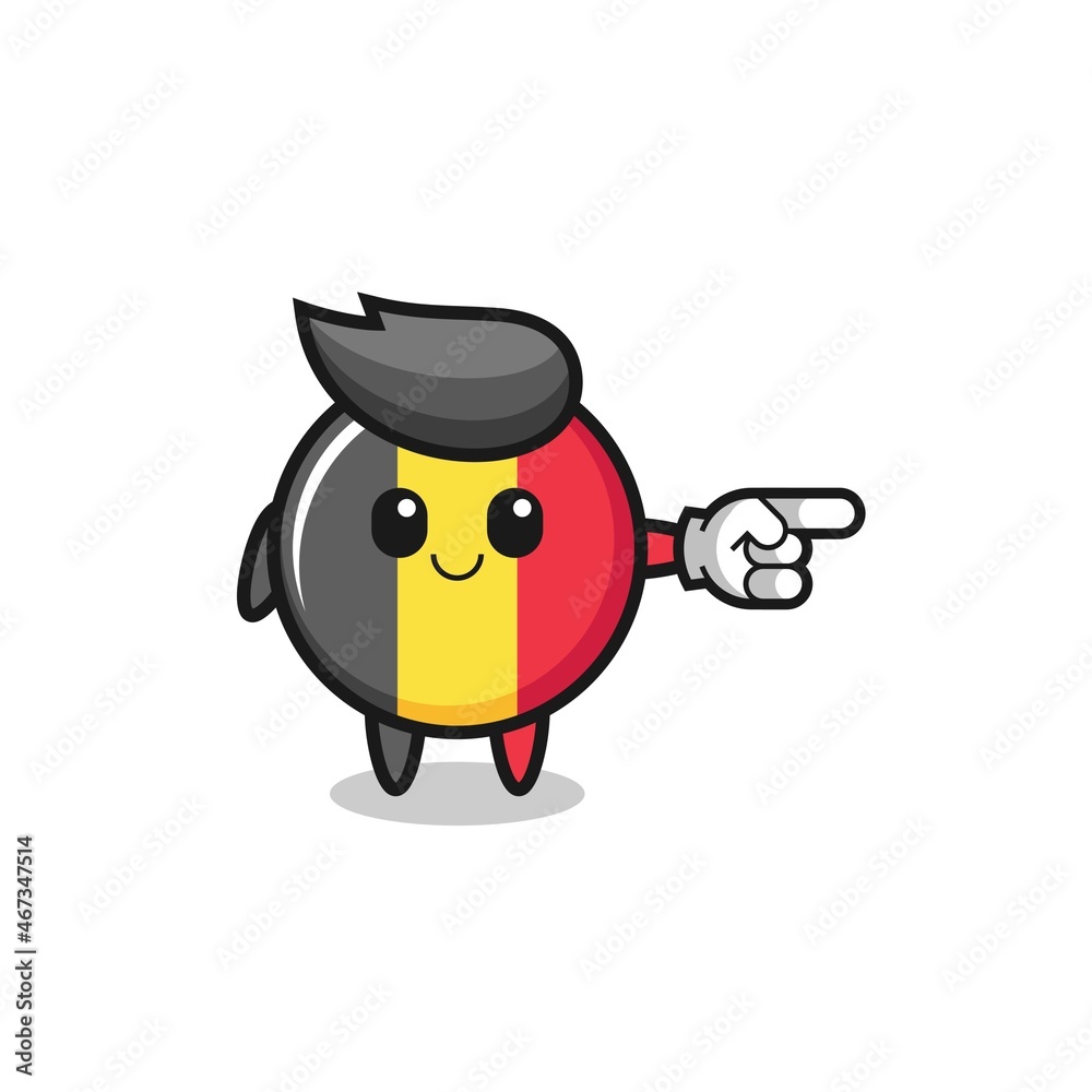 belgium flag mascot with pointing right gesture belgium flag mascot with pointing right gesture