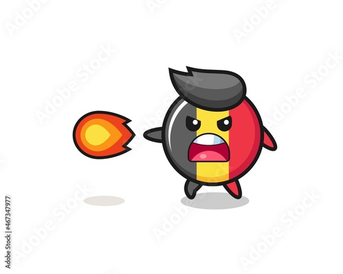 cute belgium flag mascot is shooting fire power © heriyusuf