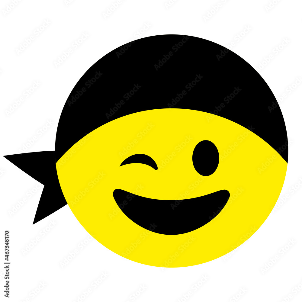 Fototapeta premium Smiley face with bandana. Emoji icon vector. Emoticon sign. Positive emotions. Vector illustration.