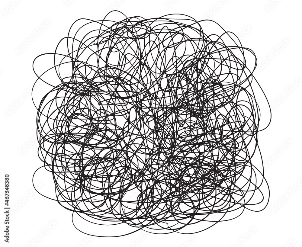 Hand drawn background with array of lines. Tangled and chaos on white. Scrawl sketch. Intricate chaotic texture. Universal pattern. Art creation. Black and white illustration. Print for t-shirts Hand drawn background with array of lines. Tangled and chaos on white. Scrawl sketch. Intricate chaotic texture. Universal pattern. Art creation. Black and white illustration. Print for t-shirts
