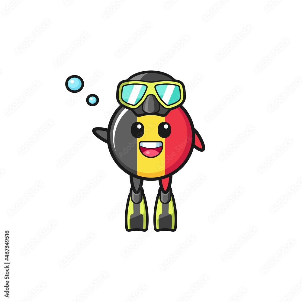 the belgium flag diver cartoon character the belgium flag diver cartoon character