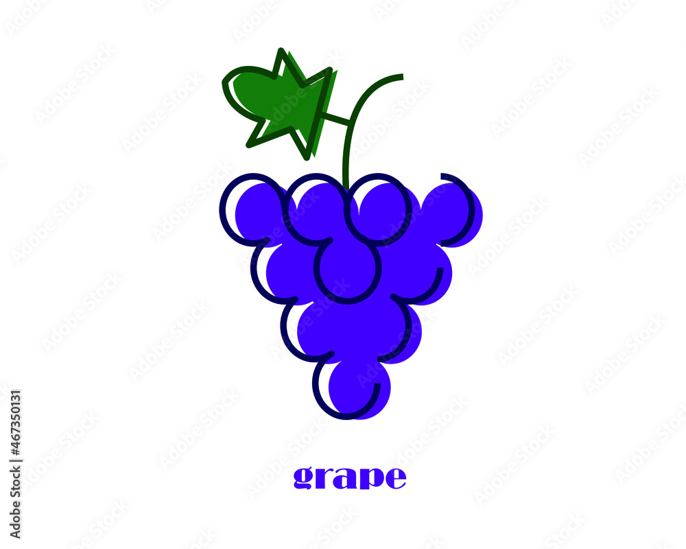 Grape icon in flat style on white background. fruit logo design. editable vector Grape icon in flat style on white background. fruit logo design. editable vector