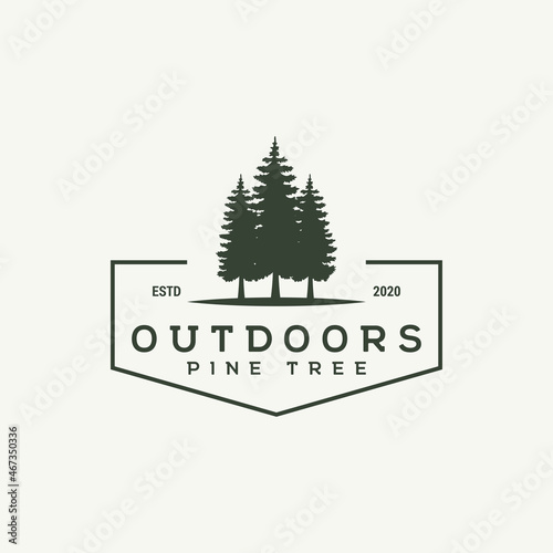 vintage outdoor pine tree vector logo design