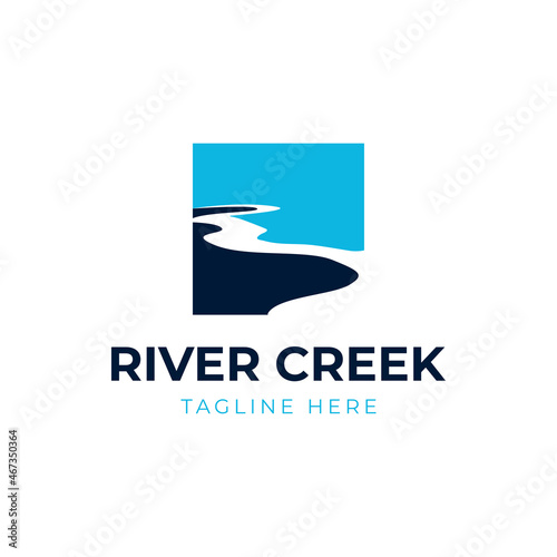 river creek logo vector icon illustration
