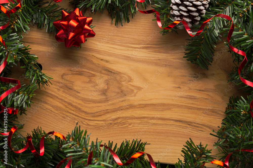 Wooden background with Christmas decorations and free space for greetings or a list of guests. New year concept empty board. Wooden background with Christmas decorations and free space for greetings or a list of guests. New year concept empty board.