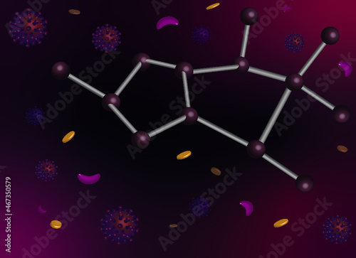 molecular fight against viruses, flu and colds. vector work in which the fight against DNA at the level of viruses is presented.Virus protection concept.
