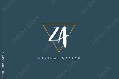 Z A ZA logo, Initial lettering handwriting or handwritten for identity. Logo with signature and hand drawn style. © D'Graphic Studio