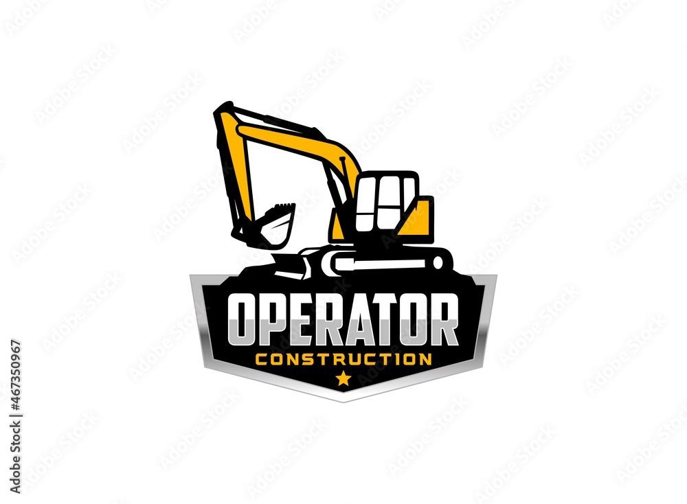 Excavator logo vector for construction company. Vehicle equipment template vector illustration for your brand. Excavator logo vector for construction company. Vehicle equipment template vector illustration for your brand.