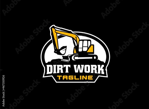 Excavator logo vector for construction company. Vehicle equipment template vector illustration for your brand.