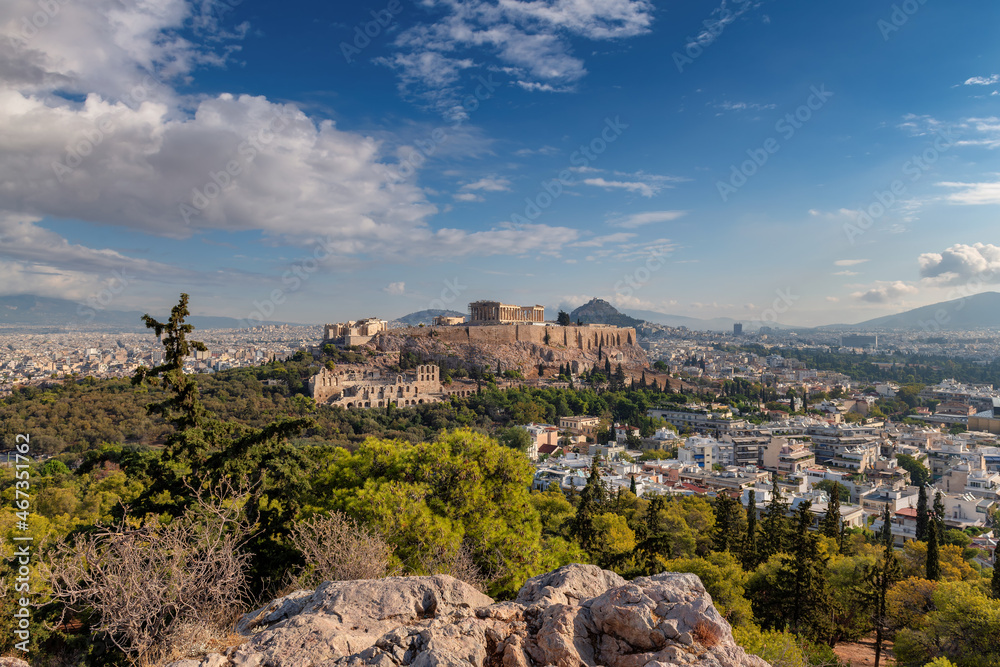 Skyline of Athens with Acropolis of Athens, Greece