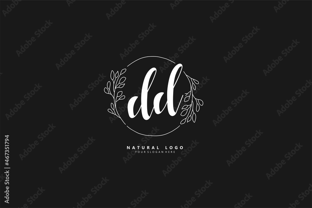 Fototapeta premium D DD logo, Initial lettering handwriting or handwritten for identity. Logo with signature and hand drawn style.