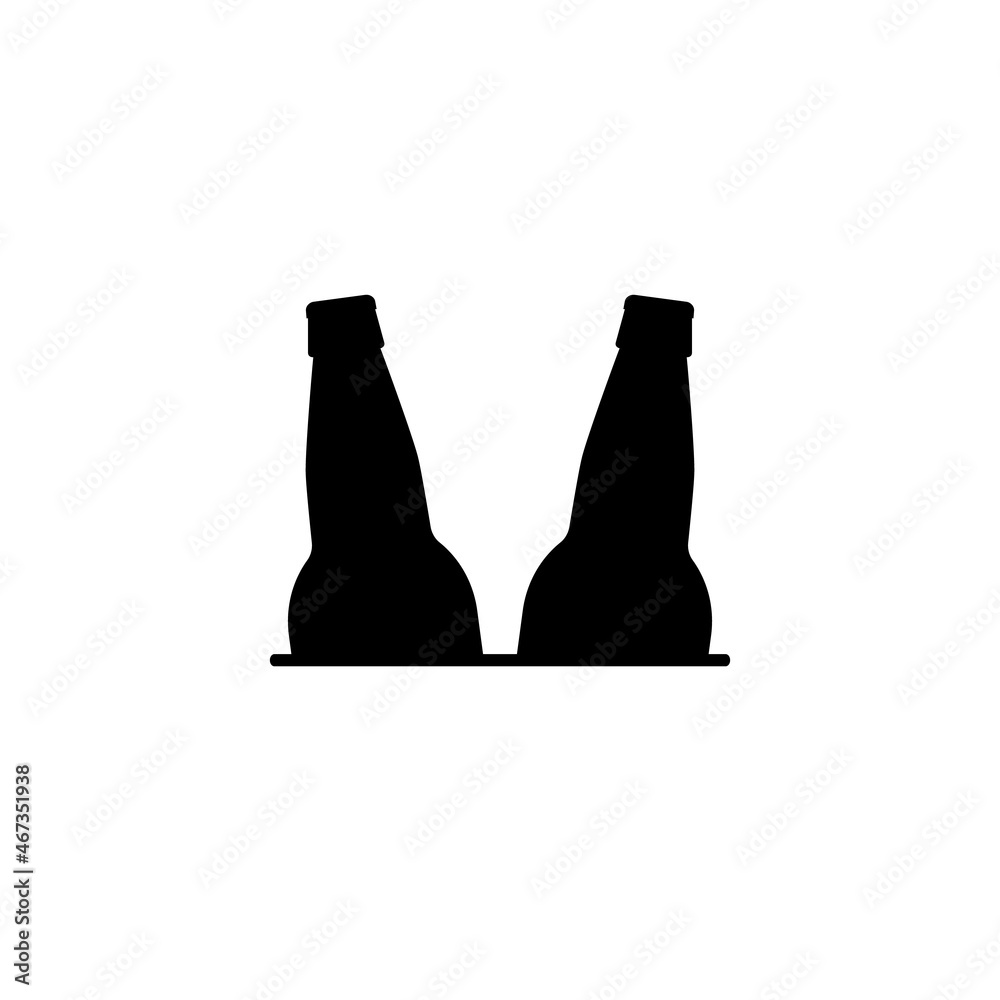 Double beer icon. Two beer bottles together. Editable isolated vector illustration, logo and clipart on white background. Double beer icon. Two beer bottles together. Editable isolated vector illustration, logo and clipart on white background.