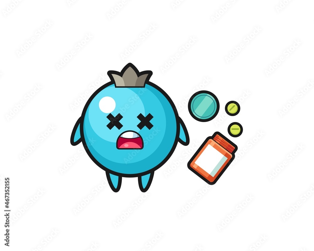illustration of overdose blueberry character illustration of overdose blueberry character
