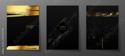 Luxury paper cut background, Abstract decoration, golden pattern, halftone gradients, 3d Vector illustration. Black, white, blue, gold waves Cover template, geometric shapes, modern minimal banner.