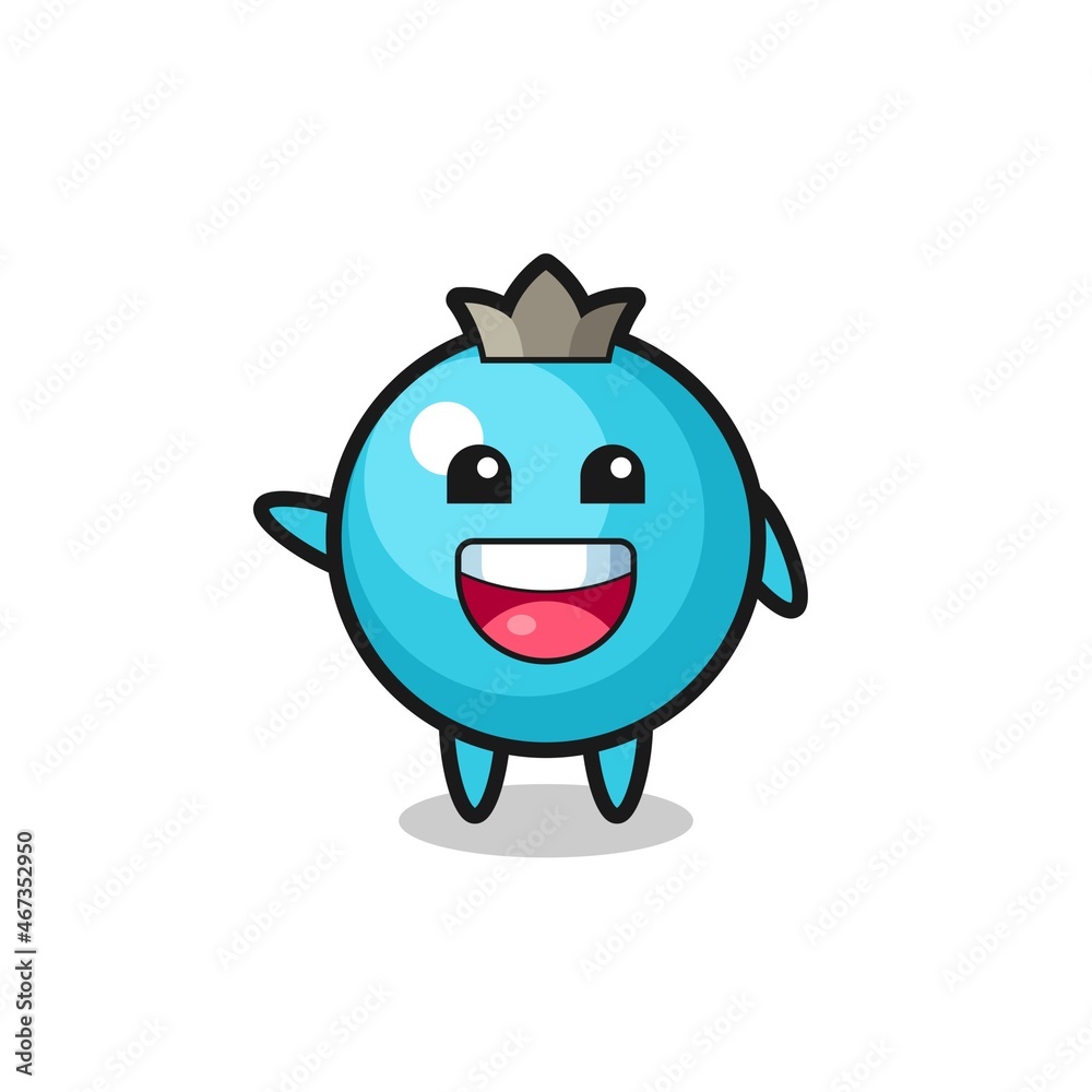 happy blueberry cute mascot character