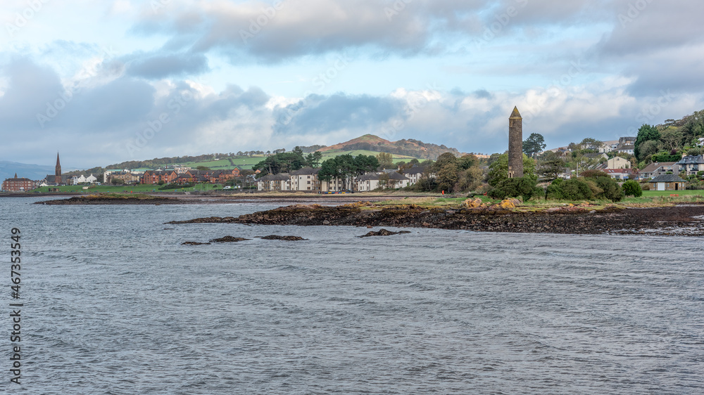 Scottish Town of largs Looking North Past the Pencil Monument with Knock Hill in the far Distance.