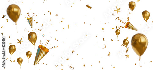 Photography gold confetti floating decoration with paper shoot colofull