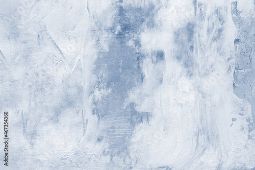 Abstract painting. Acrylic texture in cyanotype monochrome blue . Modern art landscape. Painted background, concept of sky, snow, ice