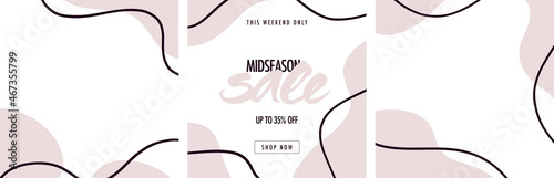 Abstract free-form backgrounds with organic shapes frame. Season sale banner template. Minimal social media design.