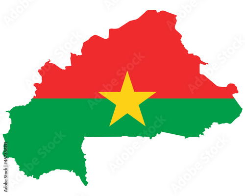 Fahne in Landkarte von Burkina Faso