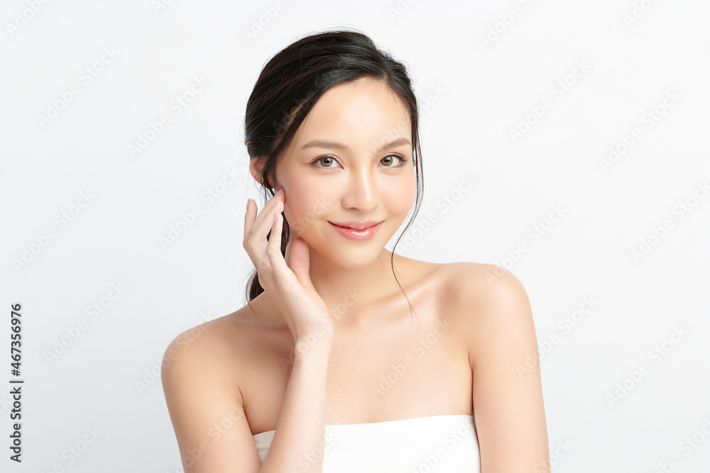 Beautiful young asian woman with clean fresh skin on white background, Face care, Facial treatment, Cosmetology, beauty and spa, Asian women portrait. Beautiful young asian woman with clean fresh skin on white background, Face care, Facial treatment, Cosmetology, beauty and spa, Asian women portrait.