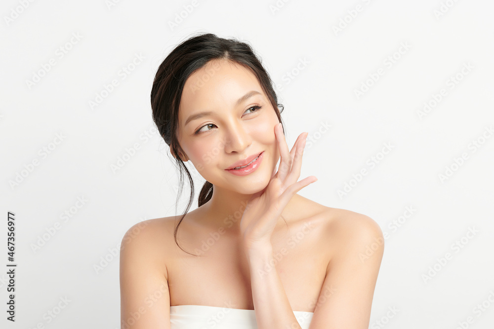Beautiful young asian woman with clean fresh skin on white background, Face care, Facial treatment, Cosmetology, beauty and spa, Asian women portrait. Beautiful young asian woman with clean fresh skin on white background, Face care, Facial treatment, Cosmetology, beauty and spa, Asian women portrait.