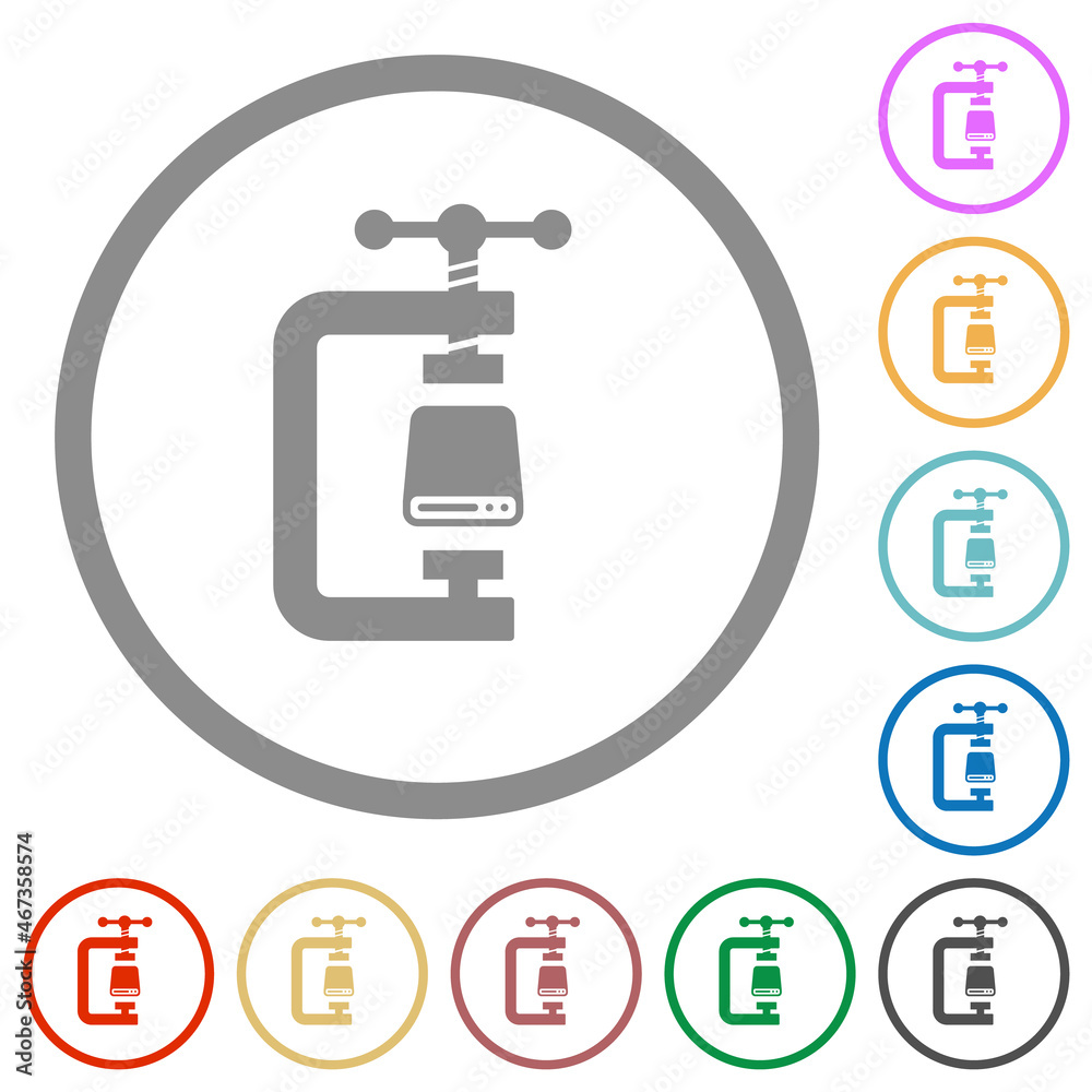 Hard disk compression solid flat icons with outlines Hard disk compression solid flat icons with outlines