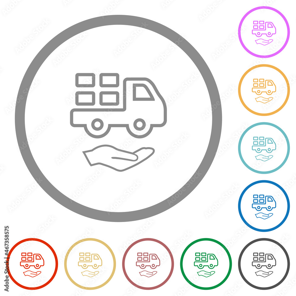 Courier services outline flat icons with outlines Courier services outline flat icons with outlines