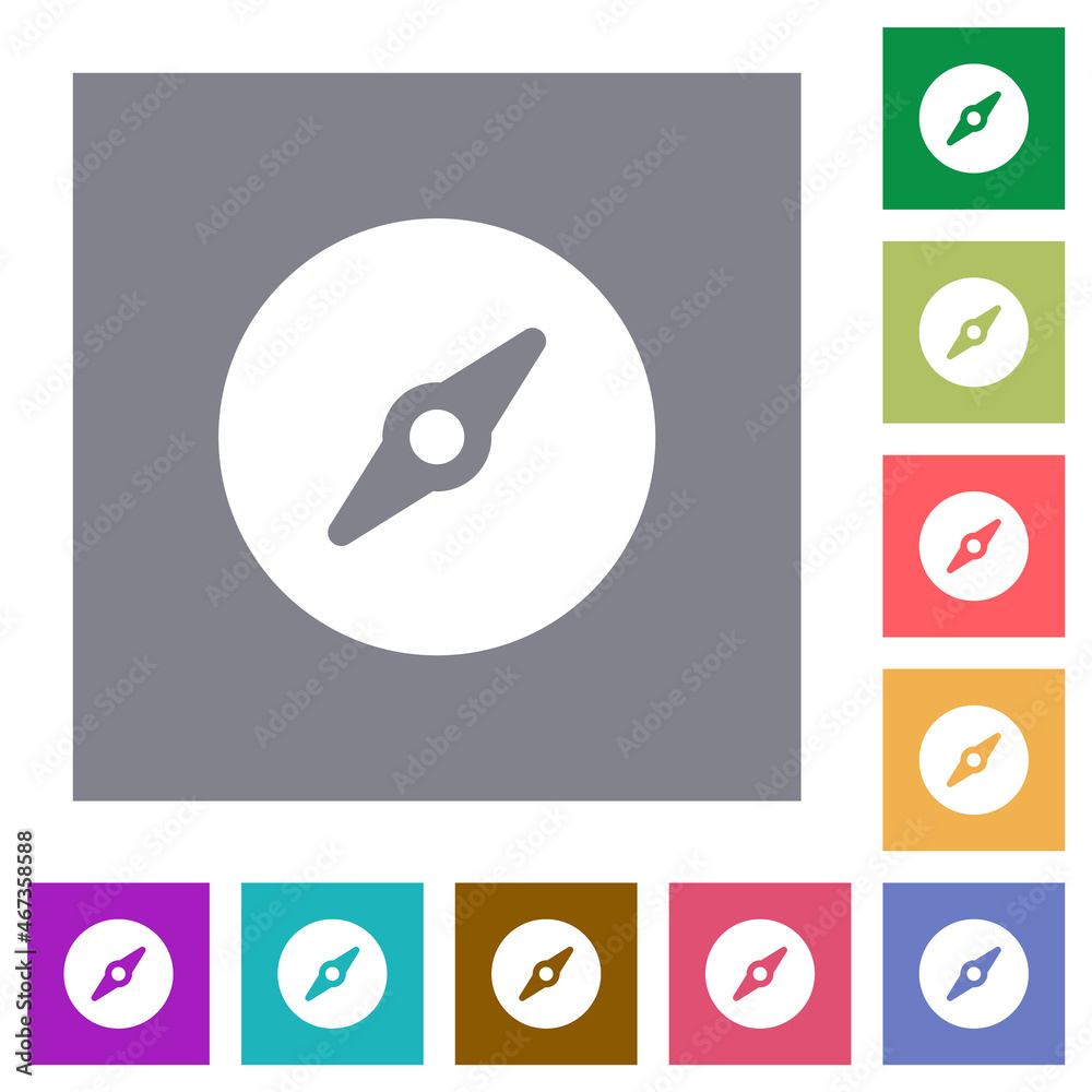 Simple compass solid square flat icons Simple compass solid square flat icons