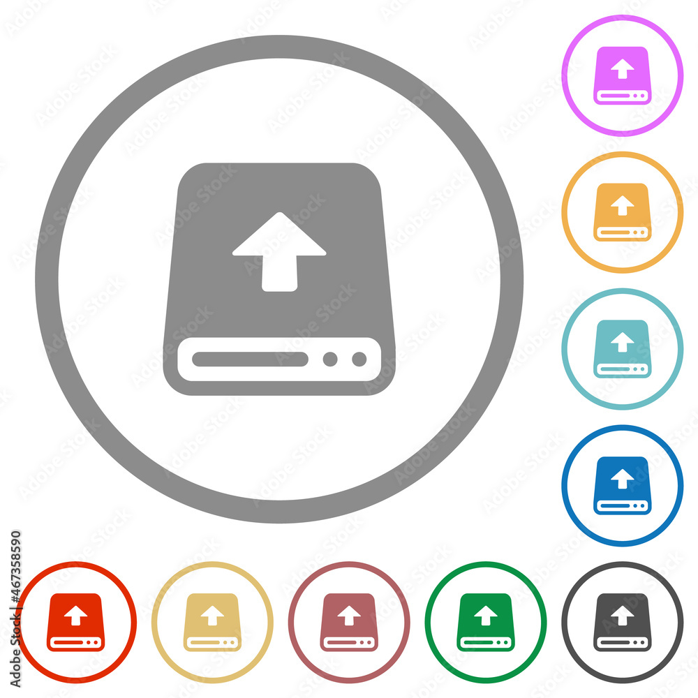 Upload from hard disk flat icons with outlines Upload from hard disk flat icons with outlines