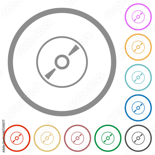 DVD disk outline flat icons with outlines